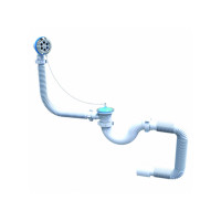 Сифон для ванни з гнучкою трубою 40х50 мм, переливом та нержавіючим випуском 1 1/2" Fonte | 77-505