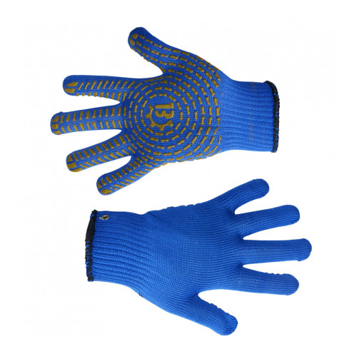Перчатки вязанные синие с вкраплениями, L, (587)