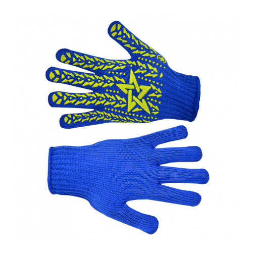 Перчатки вязанные синие с вкраплением "Звезда", L